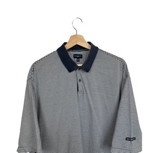 Burberry Golf Men's XXL 2XL Short Sleeve Golf Polo Shirt Striped Blue Italy